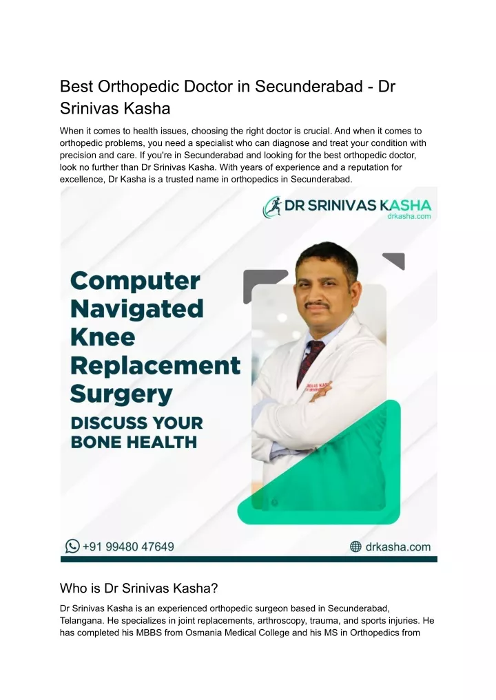 best orthopedic doctor in secunderabad