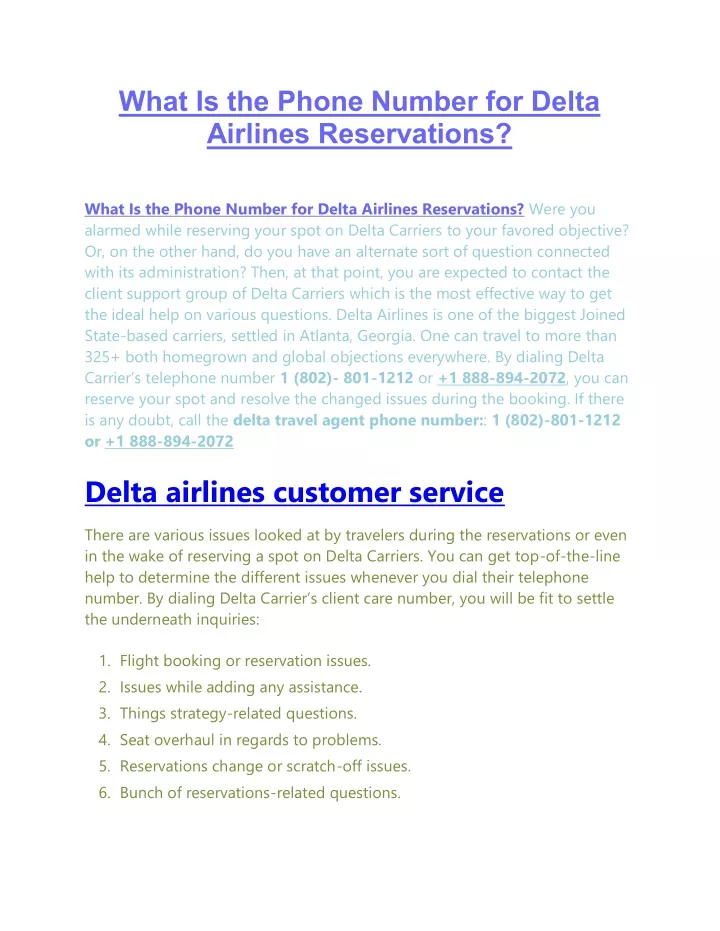 what is the phone number for delta airlines