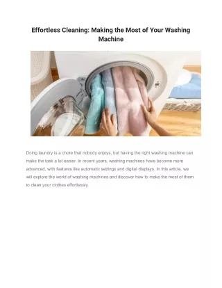 Effortless Cleaning Making the Most of Your Washing Machine