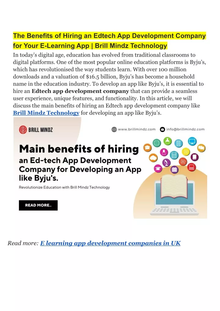 the benefits of hiring an edtech app development