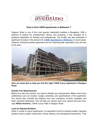 How to find 2 BHK Apartments in Bellandur