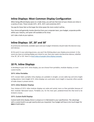 Inline Displays Most Common Display Configuration