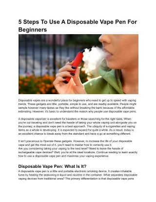 5 steps to use a disposable vape pen for beginners