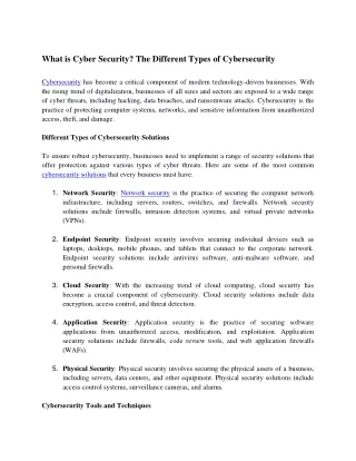 What is Cyber Security? The Different Types of Cybersecurity