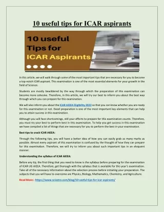 10 useful tips for icar aspirants