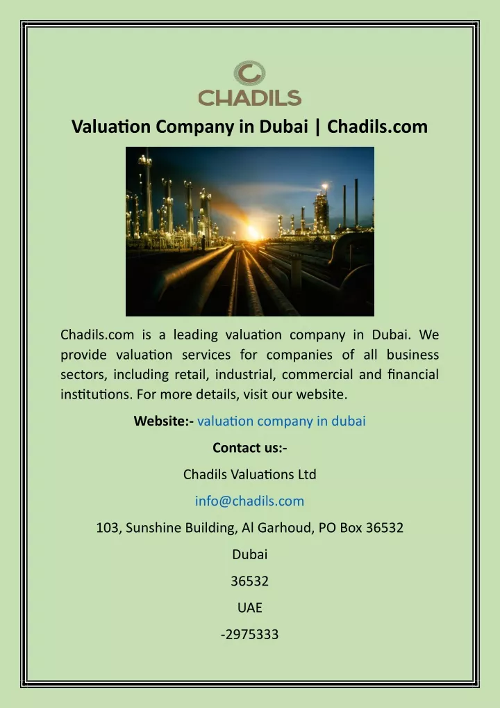 valuation company in dubai chadils com