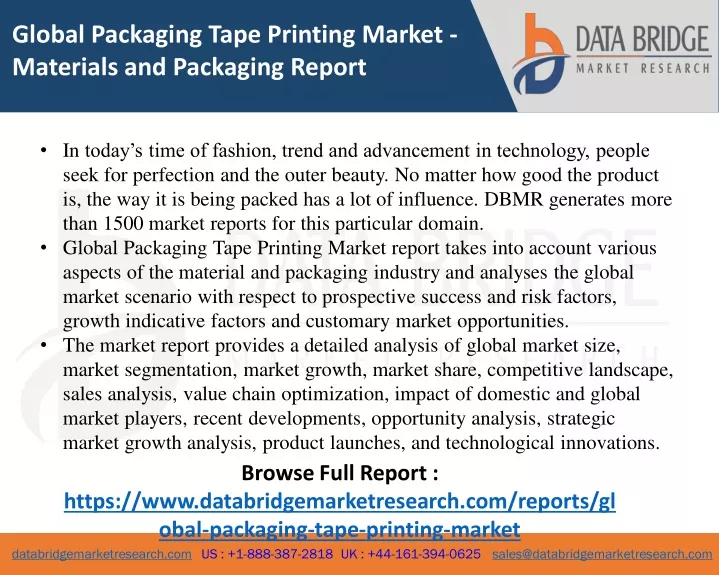 global packaging tape printing market materials