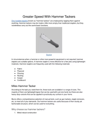 Greater Speed With Hammer Tackers .docx
