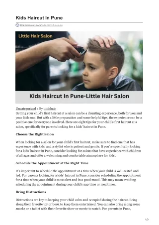 KIDS HAIRCUT IN PUNE | The Little hair Salon