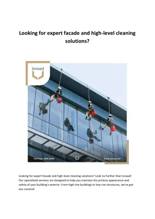 Looking for expert facade and high-level cleaning solutions
