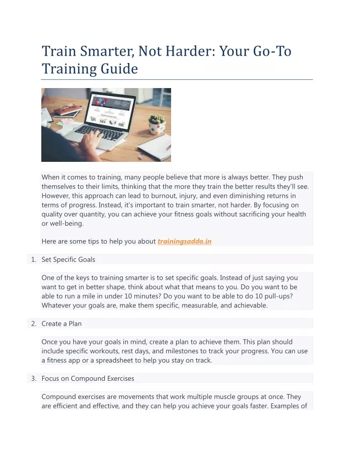 train smarter not harder your go to training guide