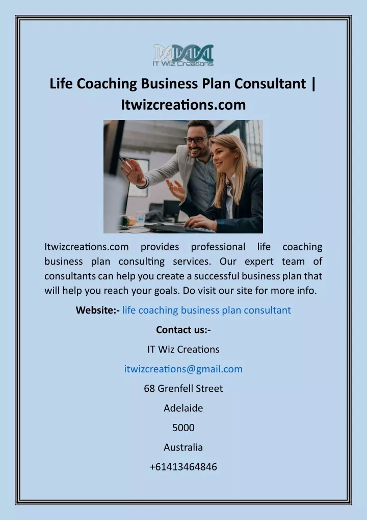 life coaching business plan consultant