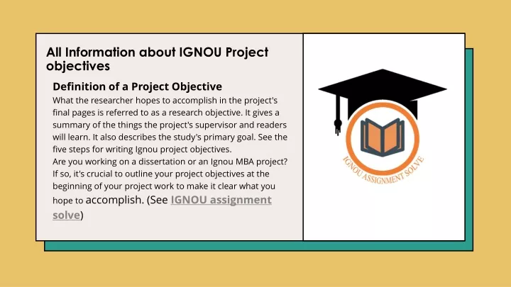 all information about ignou project objectives