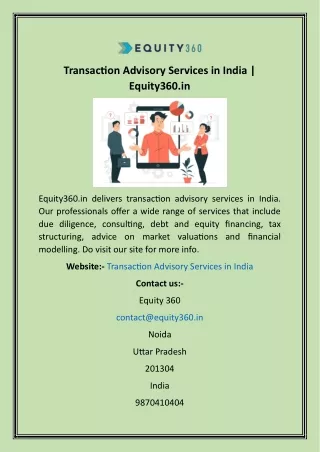 Transaction Advisory Services in India  Equity360.in