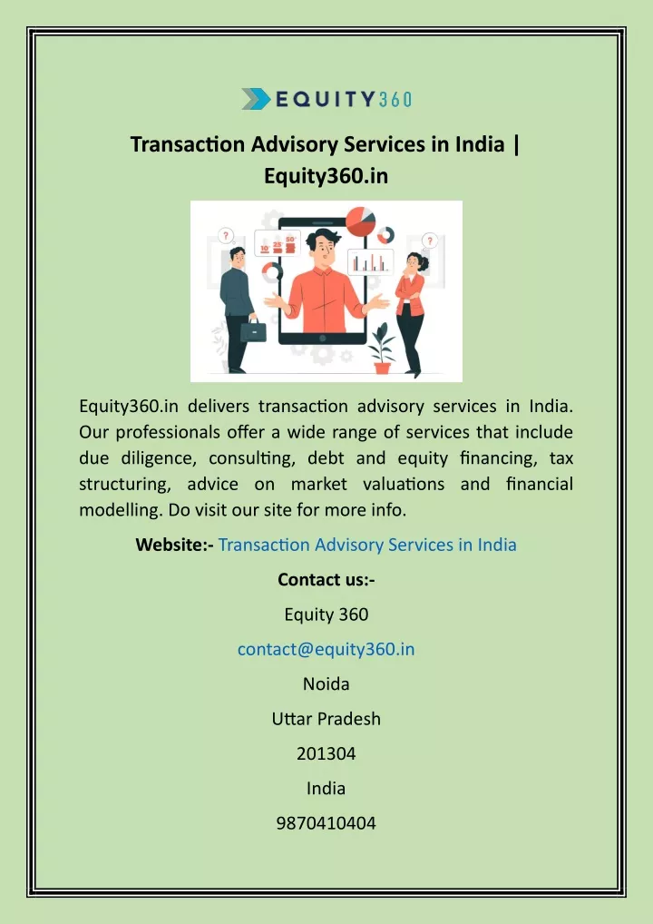transaction advisory services in india equity360