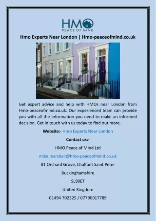 Hmo Experts Near London  Hmo-peaceofmind.co.uk