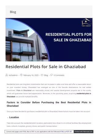 Residential Plots for Sale in Ghaziabad