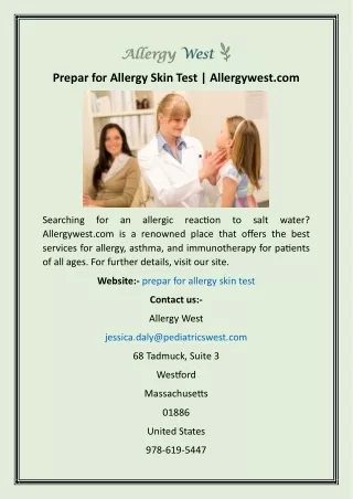 Prepar for Allergy Skin Test  Allergywest