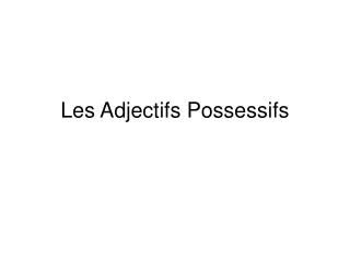 Les Adjectifs Possessifs (1)