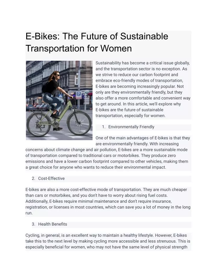 e bikes the future of sustainable transportation