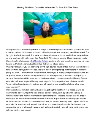 identify the most desirable inflatables to rent