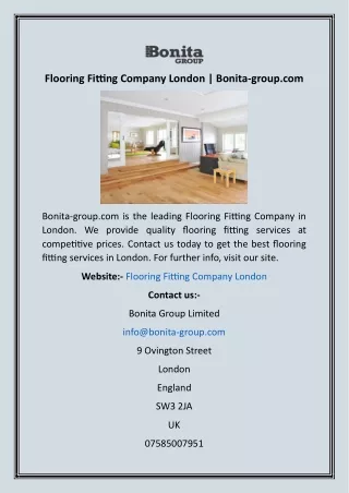 Flooring Fitting Company London  Bonita-group