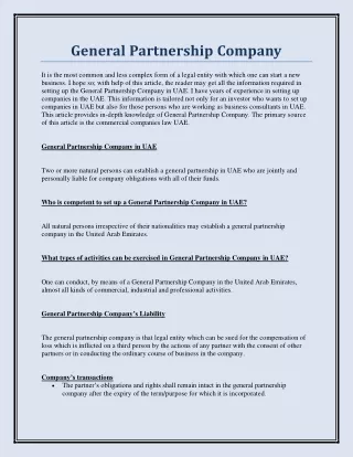 General Partnership Company in UAE