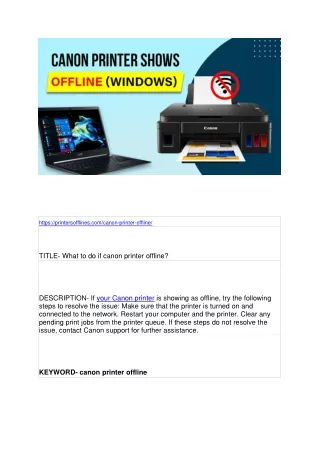 https printersofflines com canon printer offline