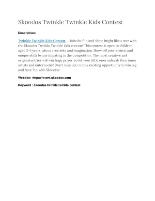 Skoodos Twinkle Twinkle Kids Contest