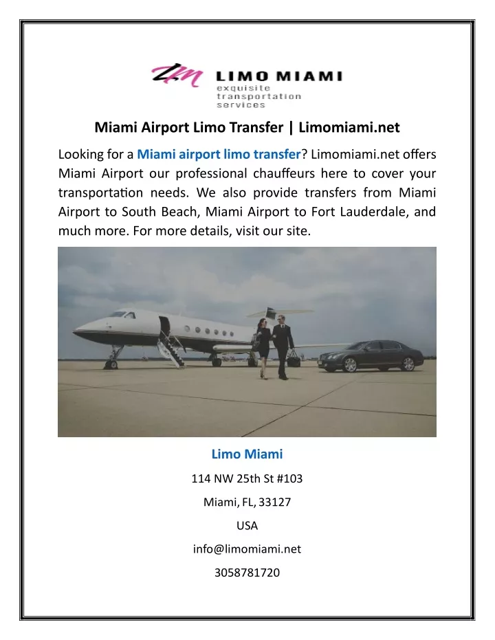 miami airport limo transfer limomiami net