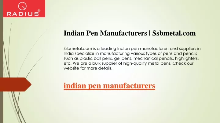 indian pen manufacturers ssbmetal com ssbmetal