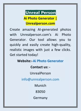Ai Photo Generator | Unrealperson.com