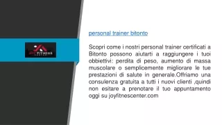 Personal Trainer Bitonto  joyfitnesscenter.com