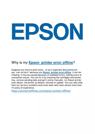Why is my Epson  printer error offline?