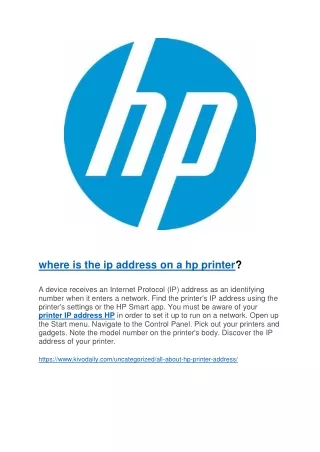 where is the ip address on a hp printer?
