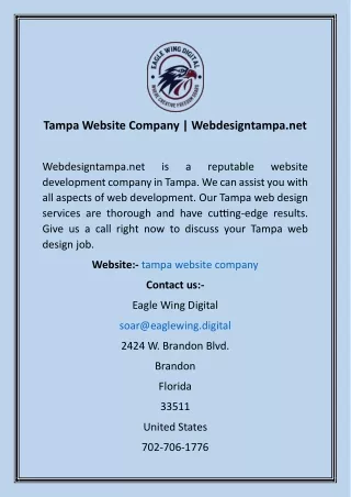 Tampa Website Company  Webdesigntampa.net