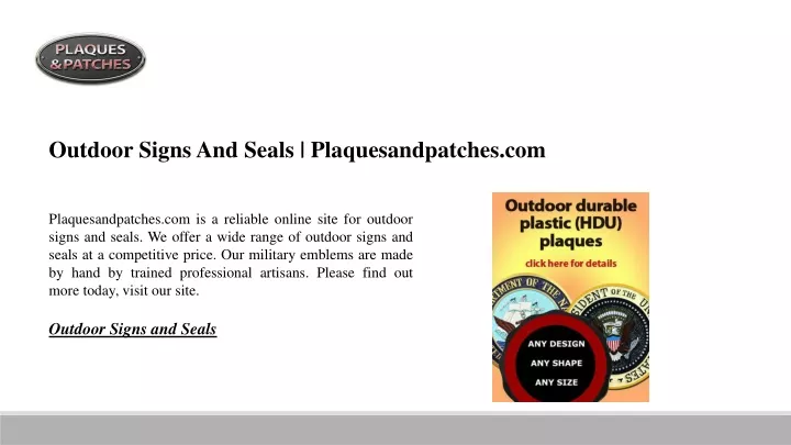 outdoor signs and seals plaquesandpatches com