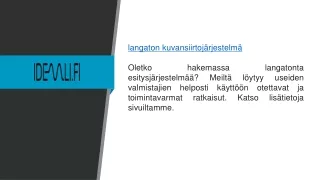 langaton kuvansiirtoj rjestelm oletko hakemassa