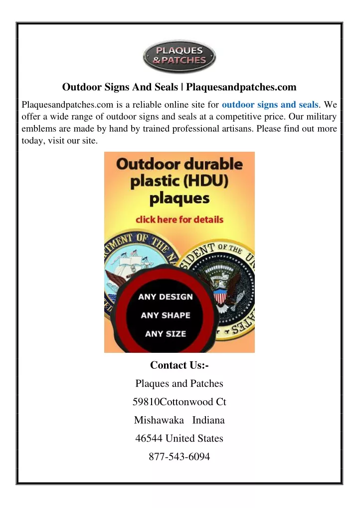 outdoor signs and seals plaquesandpatches com