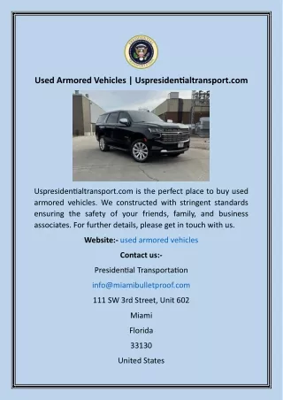 Used Armored Vehicles  Uspresidentialtransport