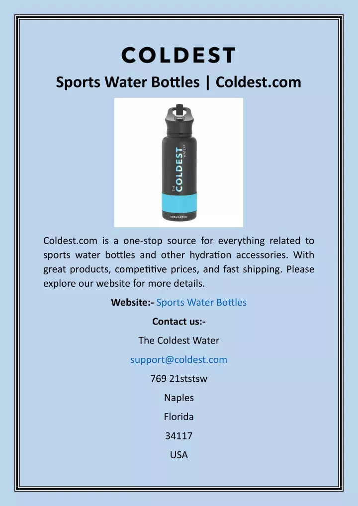 sports water bottles coldest com