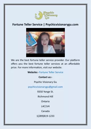 Fortune Teller Service  Psychicvisionarygu