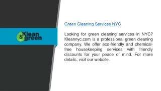 Green Cleaning Services Nyc  Kleannyc.com