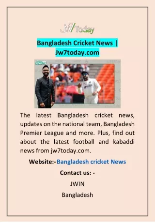 Bangladesh Cricket News | Jw7today.com