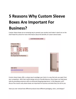 5 reasons why custom sleeve boxes are important
