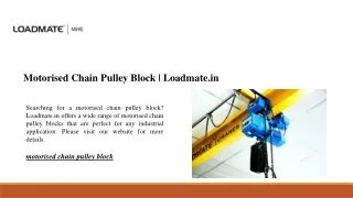 motorised chain pulley block loadmate in