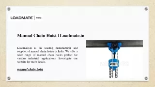 manual chain hoist loadmate in