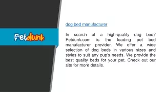 Dog Bed Manufacturer  Petdunk.com