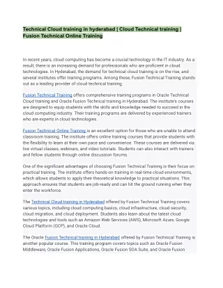 technical cloud training in hyderabad cloud