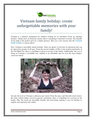 Vietnam family holiday; create unforgettable memories with your family!